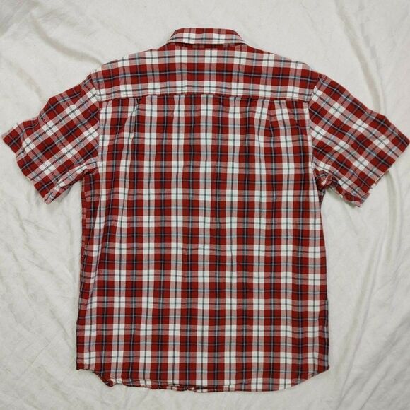 Carhartt Plaid Short-Sleeved Button Up Shirt Relaxed Fit Red/White/Blue Sz L - Picture 7 of 8